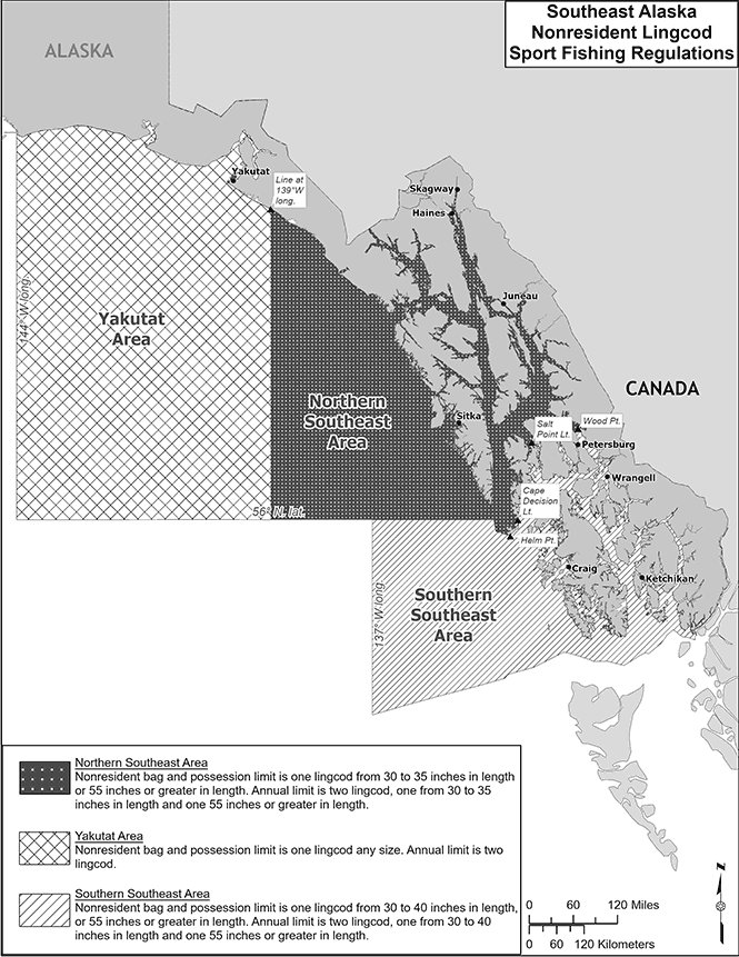 Southeast Alaska 2023 Lingcod Sport Fishing Regulations for the Yakutat Area